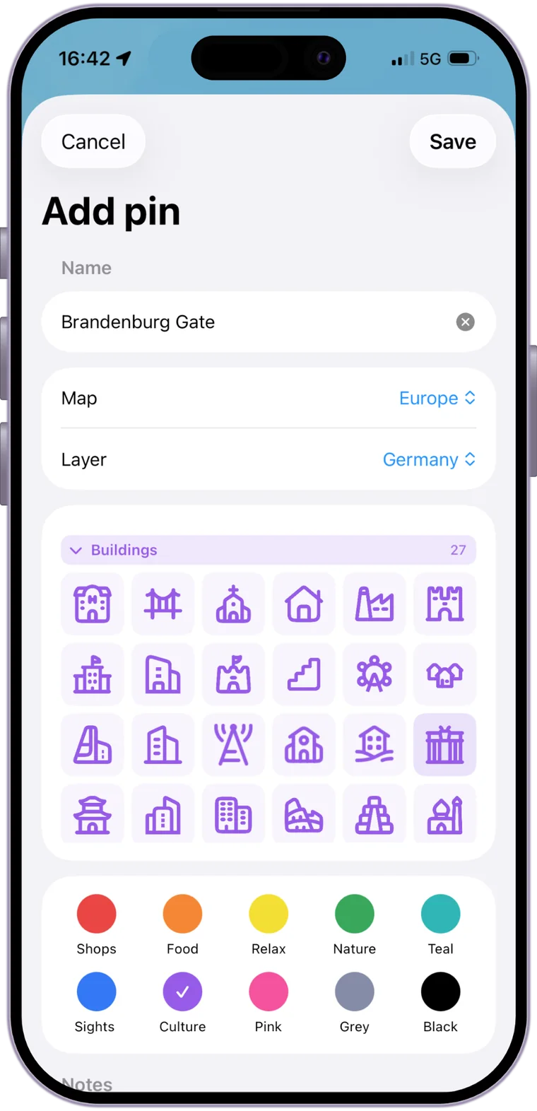 Add pin screen