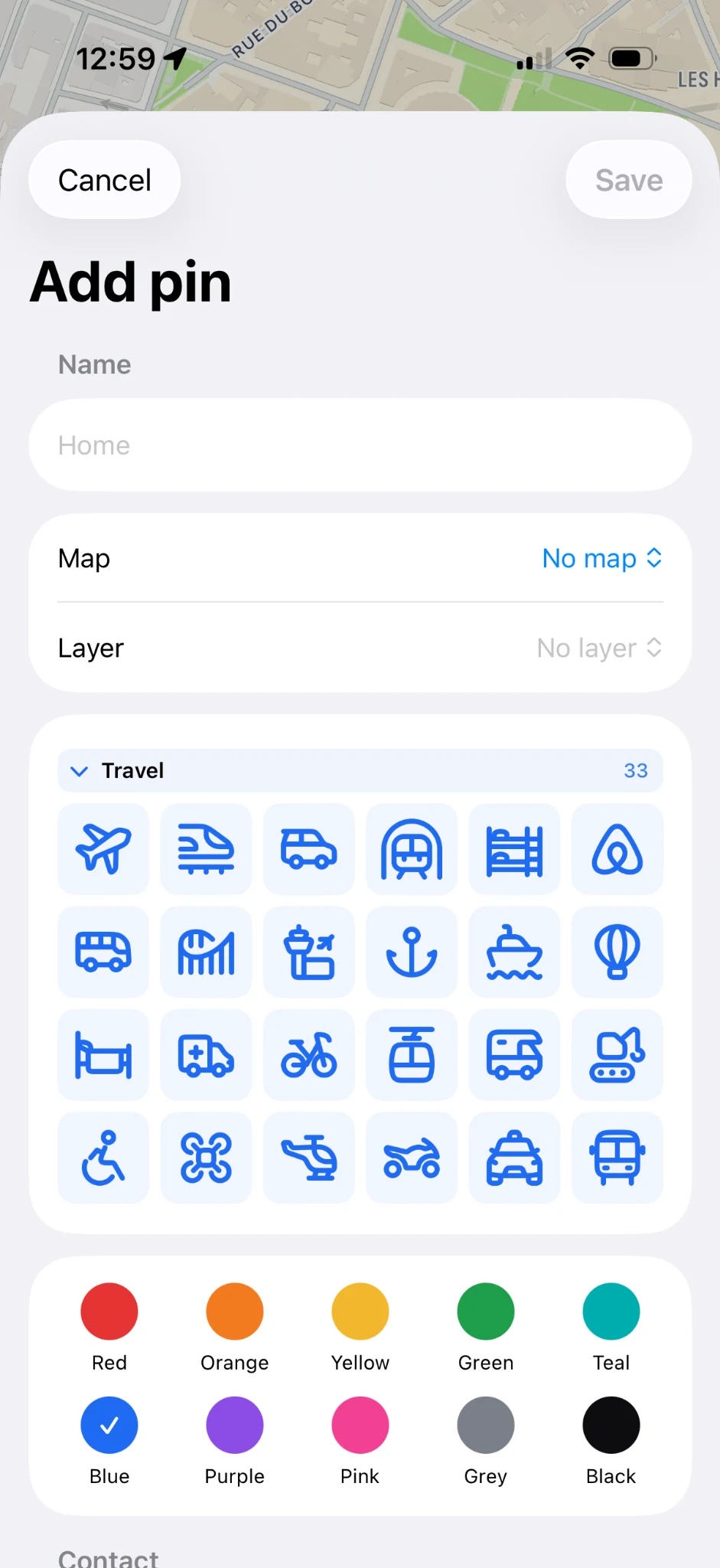 Browse icon categories and choose a symbol that is easy to recognize.