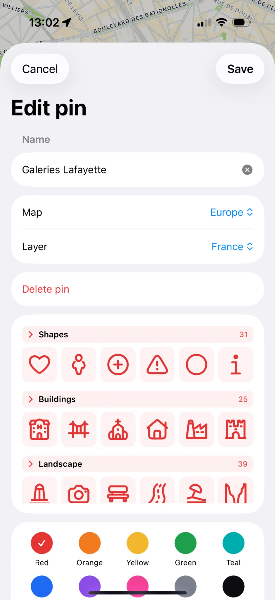 Edit a saved pin without recreating it.