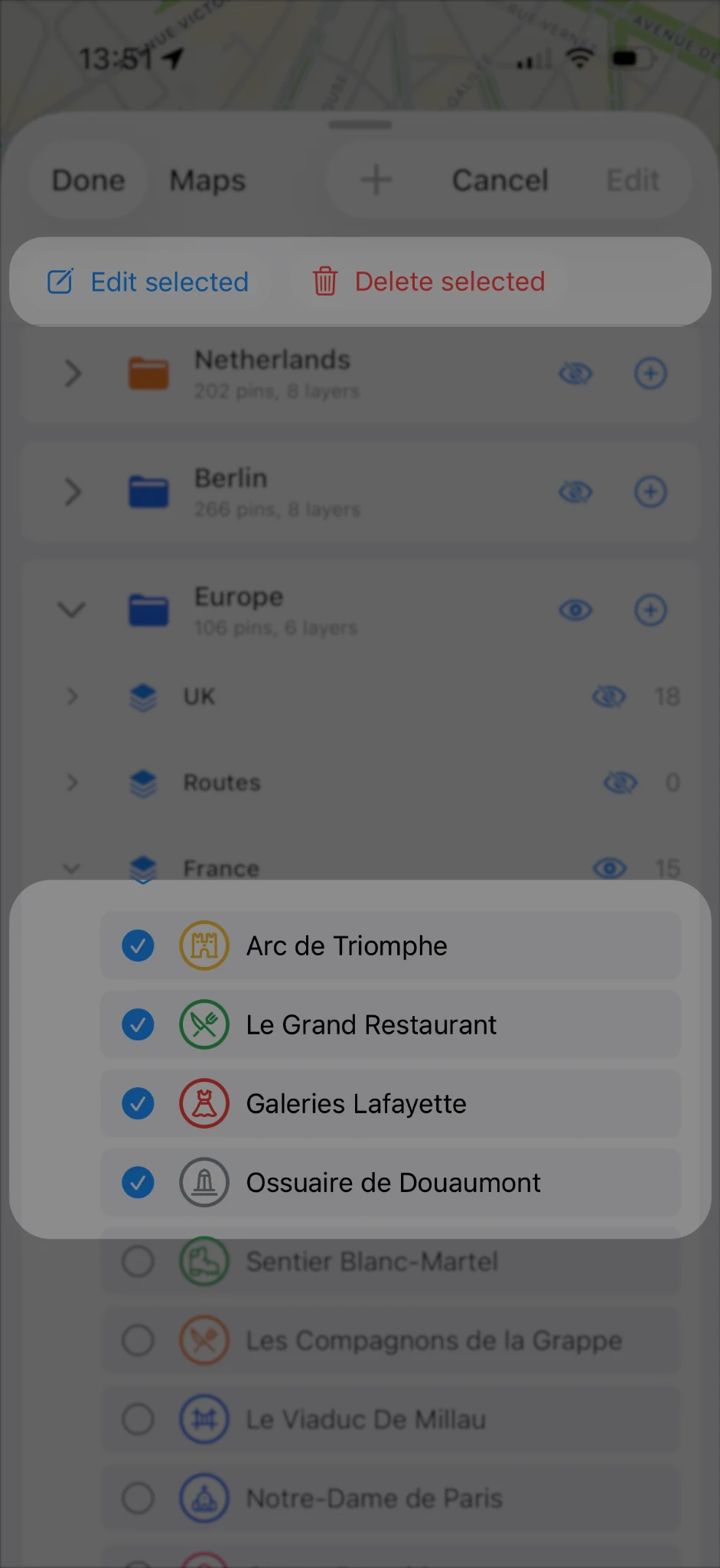 Select multiple items before applying an action.
